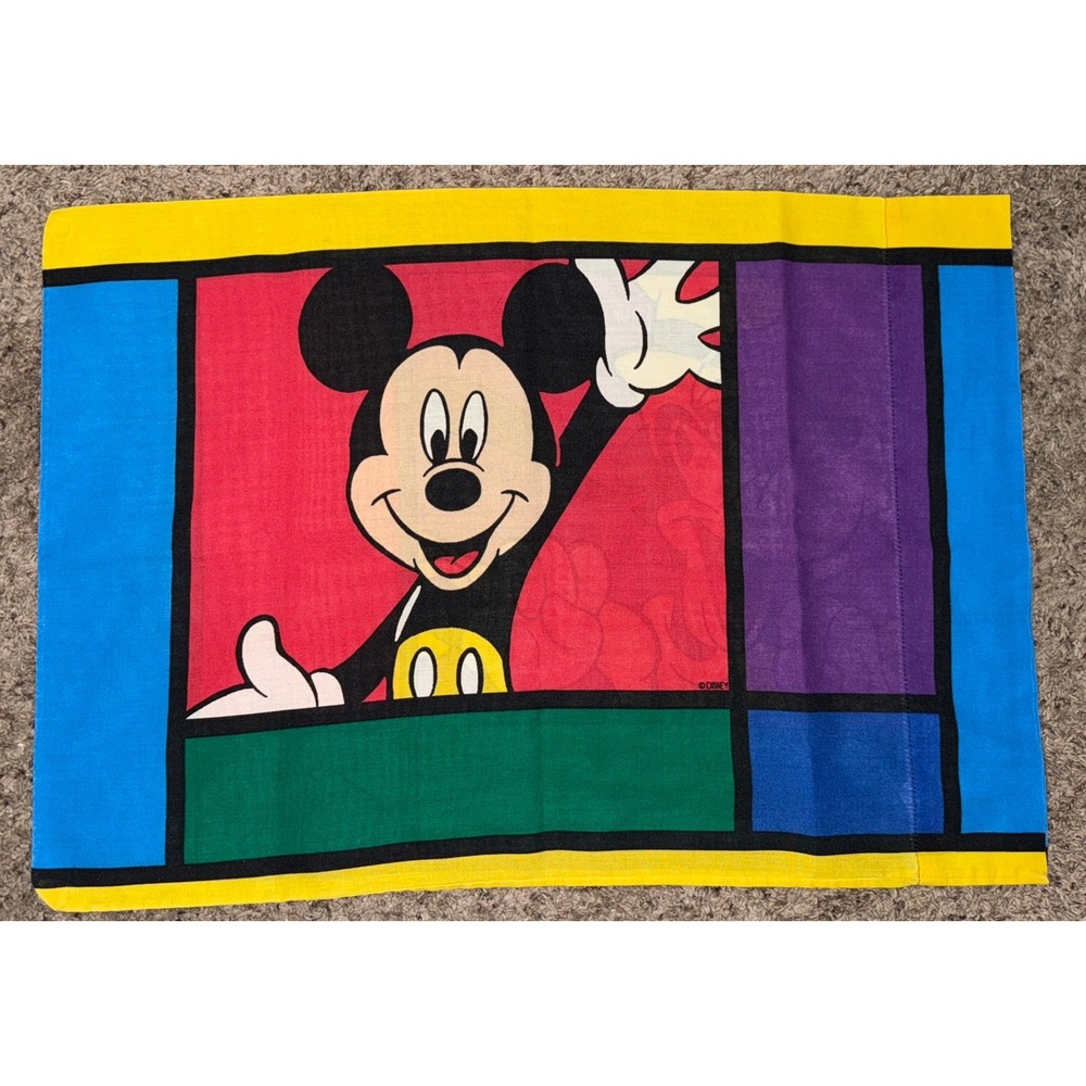 vintage disney single mickey mouse pluto standard pillowcase bright color